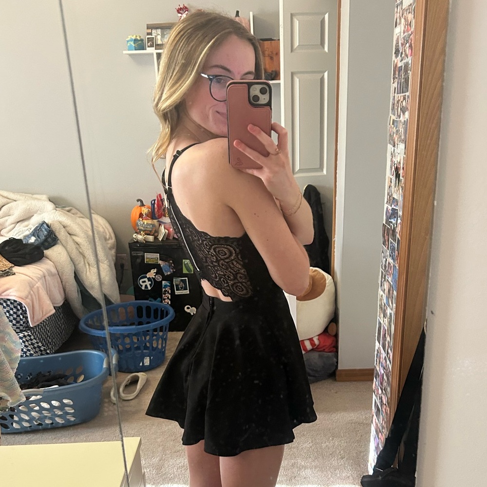 Nordstrom Black Lace Skater Dress